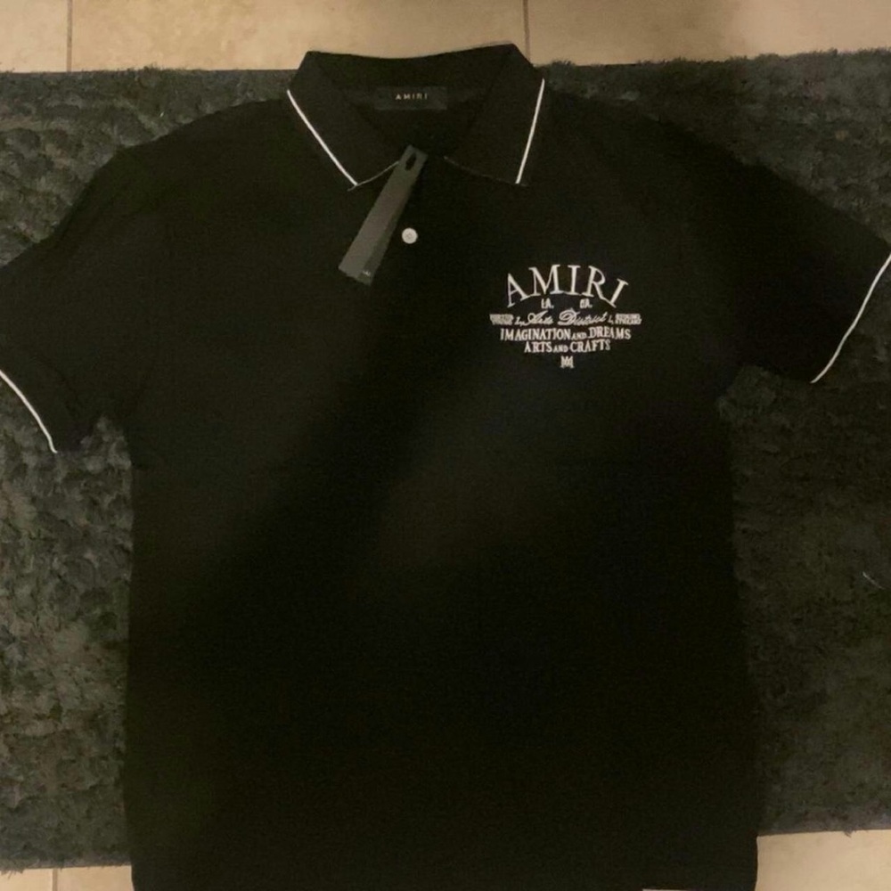 AMIRI Black Polo with White Accents